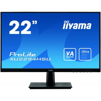 22" Black VA Monitor Full HD Speakers VGA DisplayPort USB and HDMI